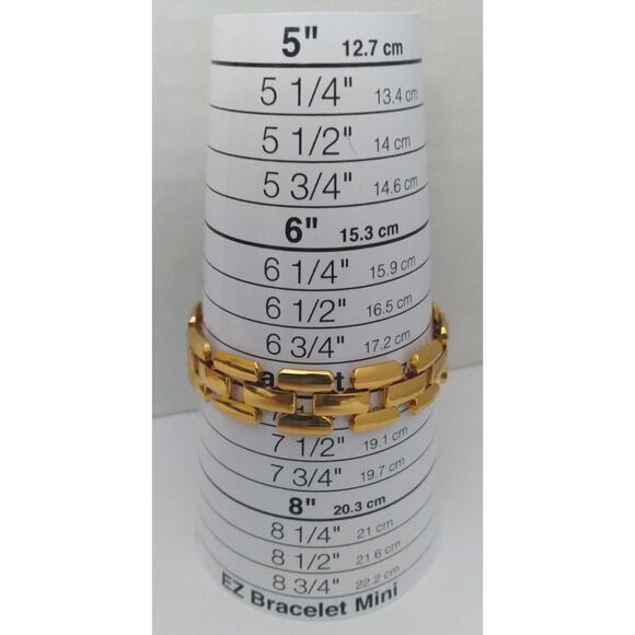 Vintage Bracelet Signed Napier Gold Tone Patterned Panel Links Shiny Fold Clasp - Picture 6 of 8